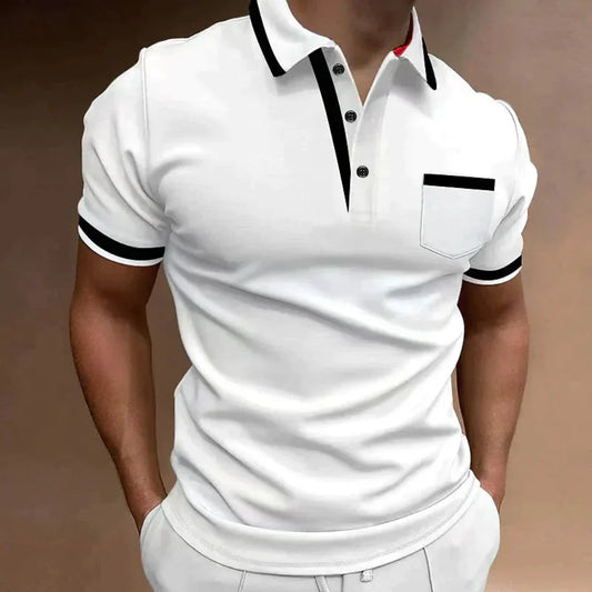 Olvoria | Men's Striped Sleeve Polo Shirt with Pocket