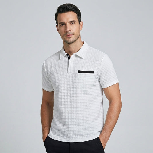 Olvoria | Men's Textured Polo Shirt with Contrast Pocket