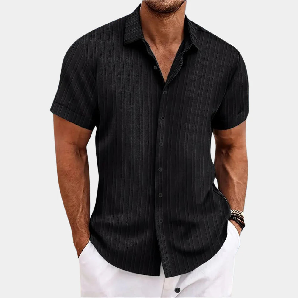Olvoria | Men's Textured Short Sleeve Button-Up Shirt
