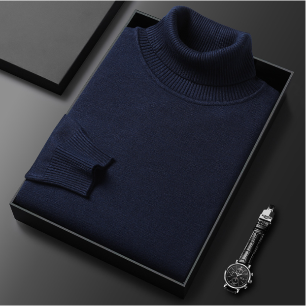 Olvoria | Men's Turtleneck Sweater Ribbed Collar