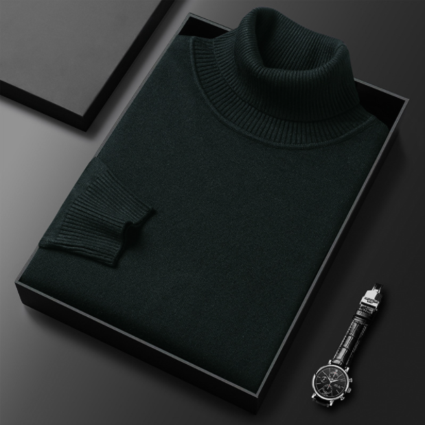 Olvoria | Men's Turtleneck Sweater Ribbed Collar