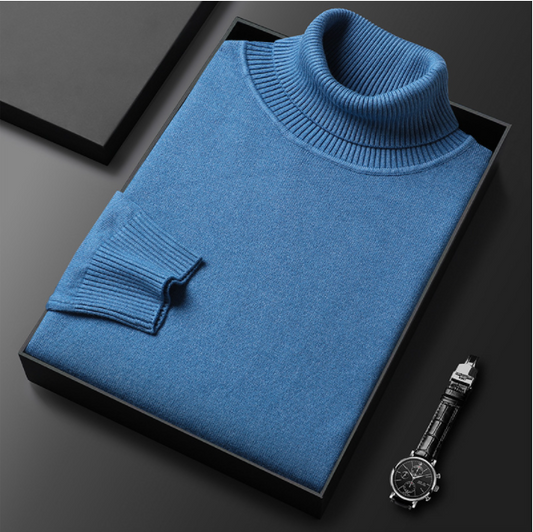 Olvoria | Men's Turtleneck Sweater Ribbed Collar