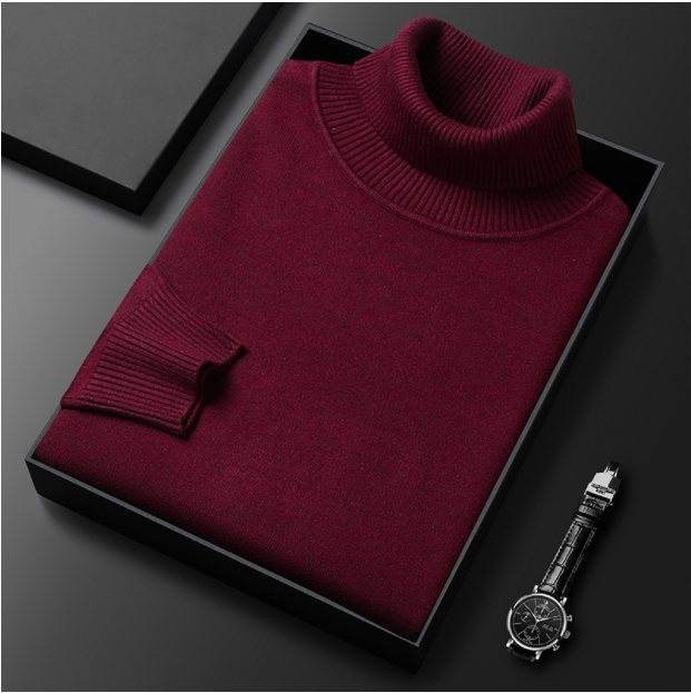 Olvoria | Men's Turtleneck Sweater Ribbed Collar