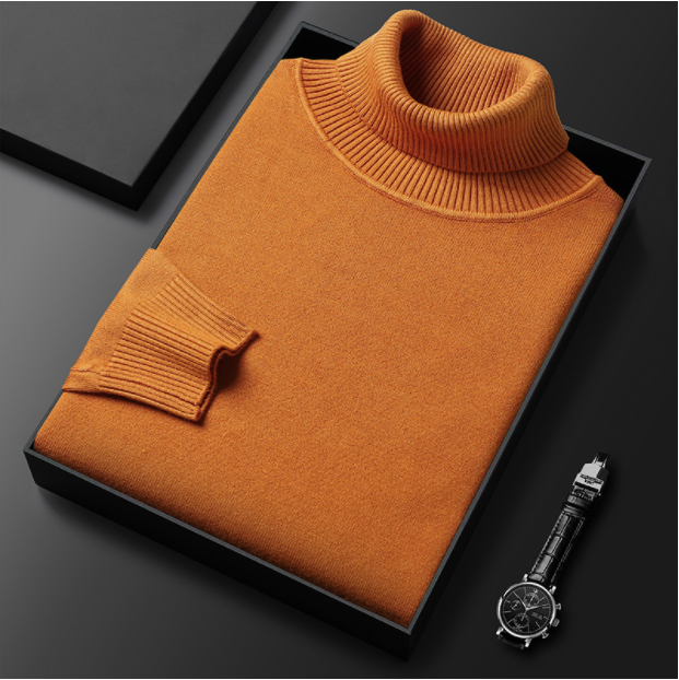Olvoria | Men's Turtleneck Sweater Ribbed Collar