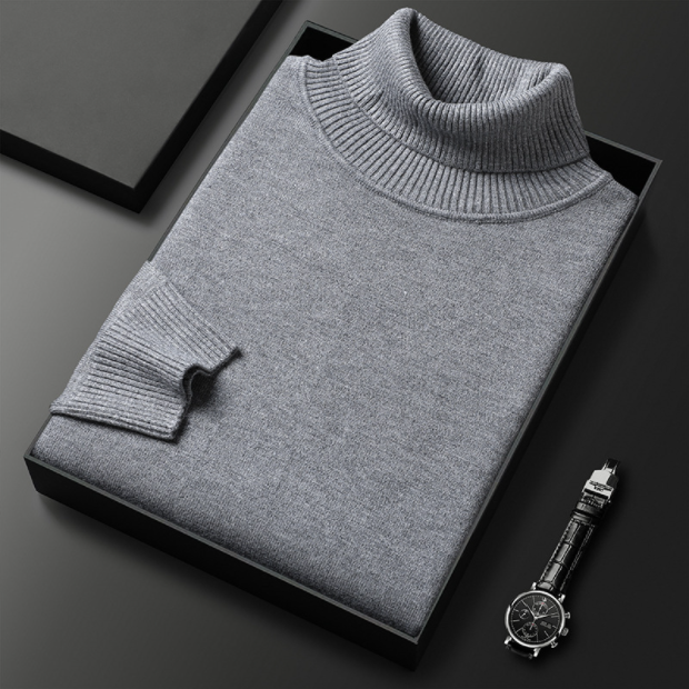 Olvoria | Men's Turtleneck Sweater Ribbed Collar