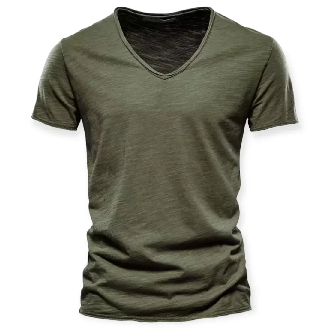 Olvoria | Men's V-Neck T-Shirt with Distressed Collar
