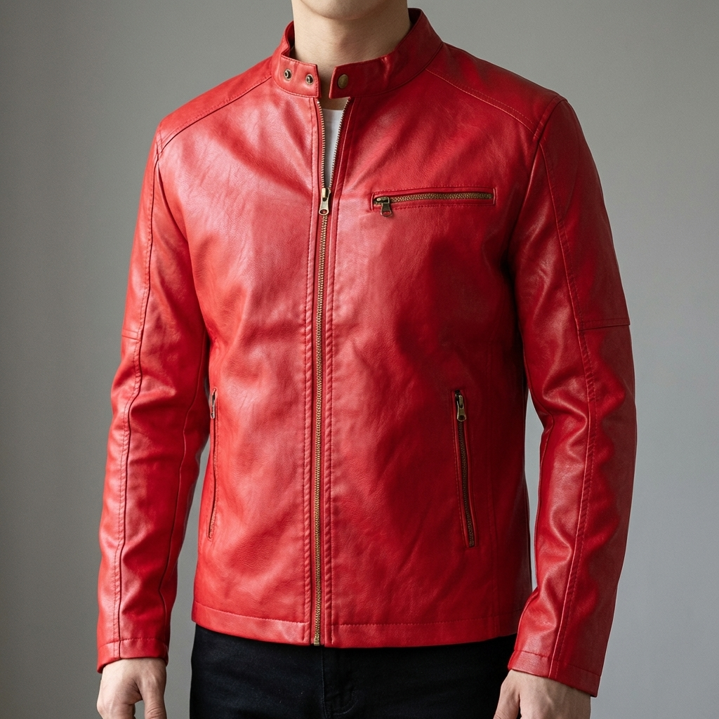 Olvoria | Men's Waterproof Leather Jacket with Zipper Pockets