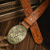 Olvoria | Ceinture homme style western – Ceinture en cuir vegan avec boucle métallique robuste