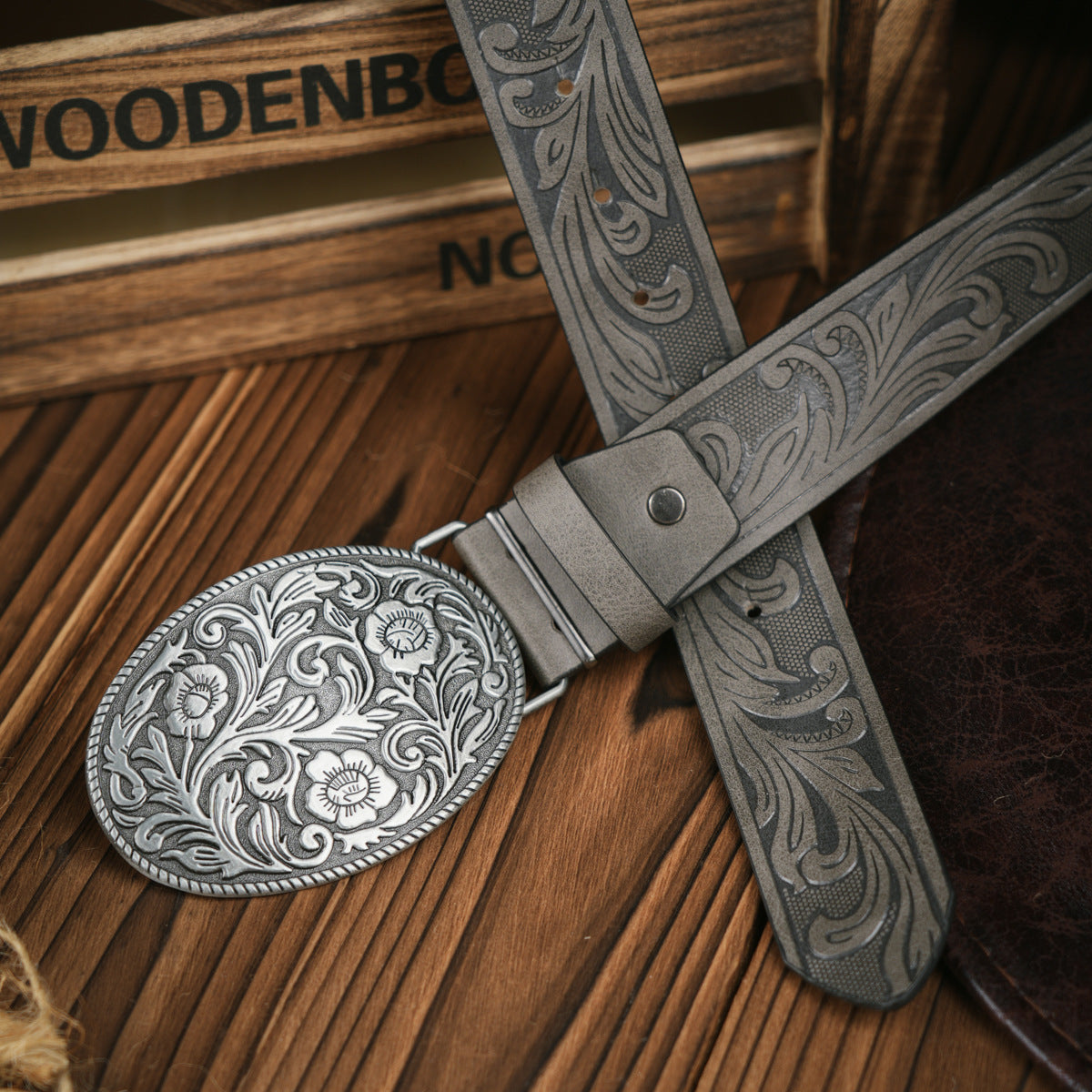 Olvoria | Men's Western Style Belt – Vegan Leather Belt with Sturdy Metal Buckle