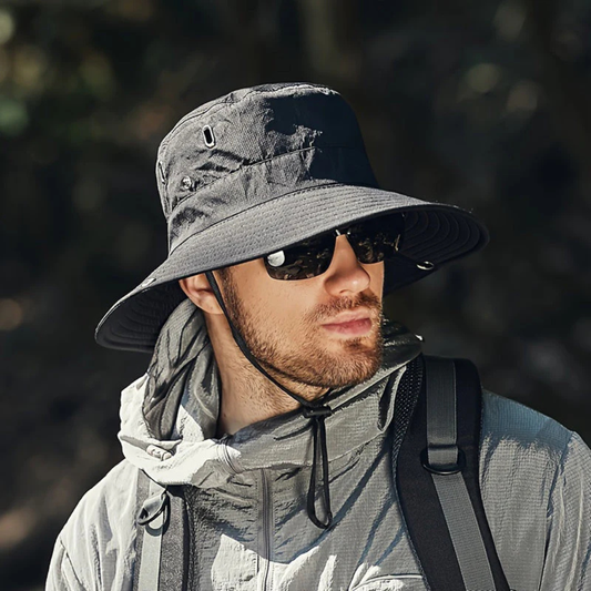 Olvoria | Men's Wide Brim Bucket Hat with Chin Strap