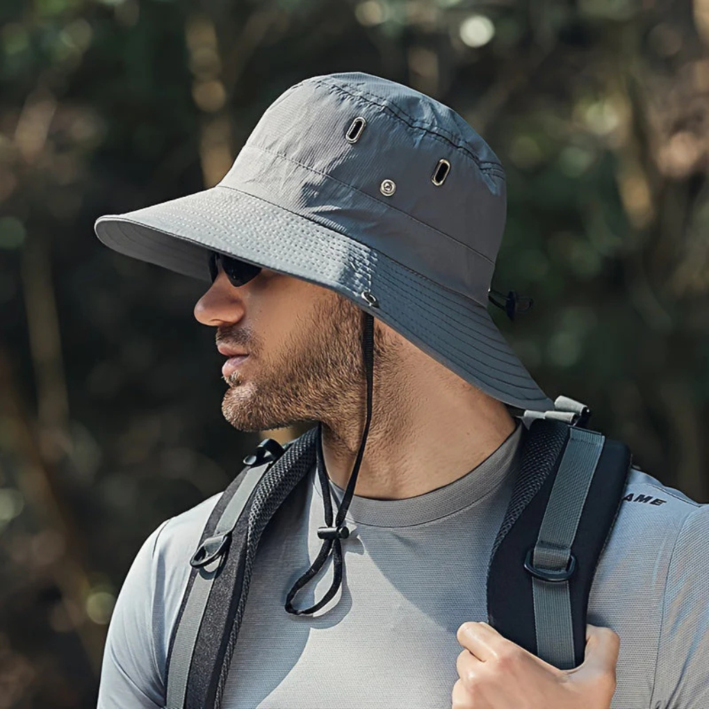 Olvoria | Men's Wide Brim Bucket Hat with Chin Strap