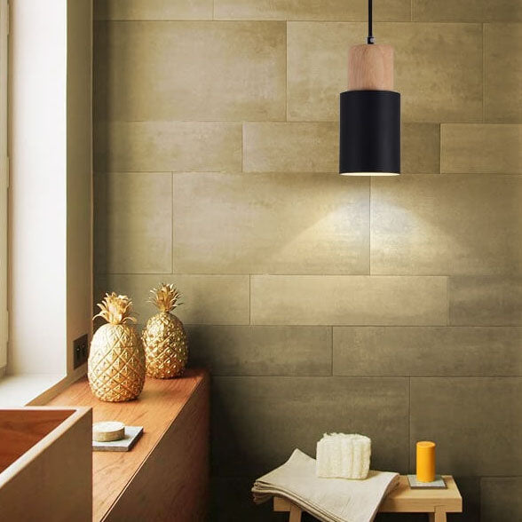 Olvoria | Metal Wood Pendant Light | Modern Industrial Design