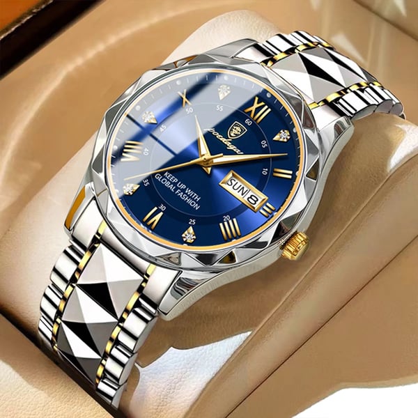 Olvoria Model 615 | Luxury Men's Watch | Japanese MIYOTA Quartz Movement | 316L Stainless Steel Case | Hardlex Crystal Glass | 3 ATM Waterproof | Luminous Indices & Date