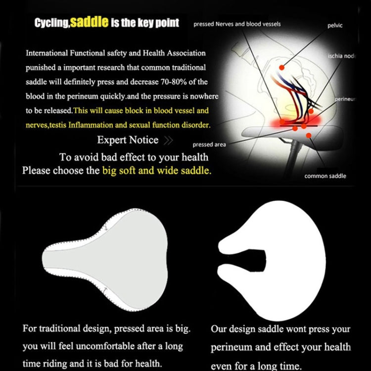 Olvoria | Noseless Bicycle Seat Mountain Bike Thick Soft Padding (Black)