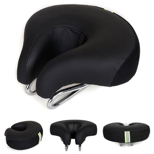 Olvoria | Noseless Bicycle Seat Mountain Bike Thick Soft Padding (Black)