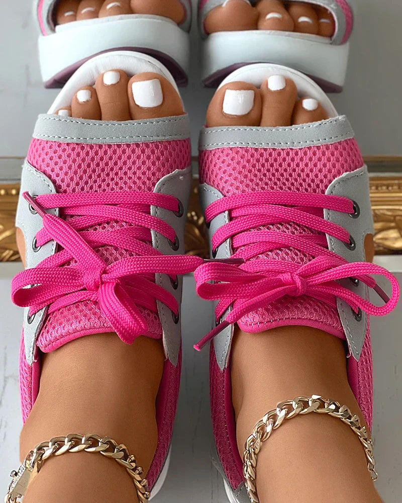 Olvoria - Orthopedic Muffin Sandals with Cutout and Lacing
