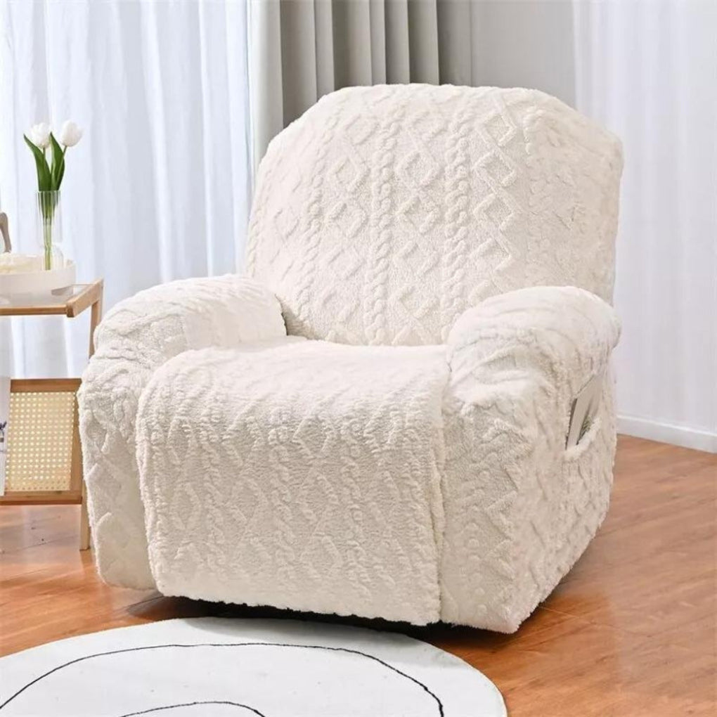 Olvoria | Plush Recliner Sofa Cover with Cable Knit Texture