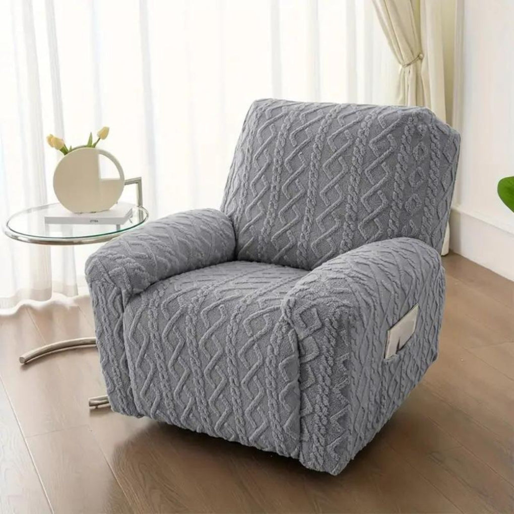 Olvoria | Plush Recliner Sofa Cover with Cable Knit Texture