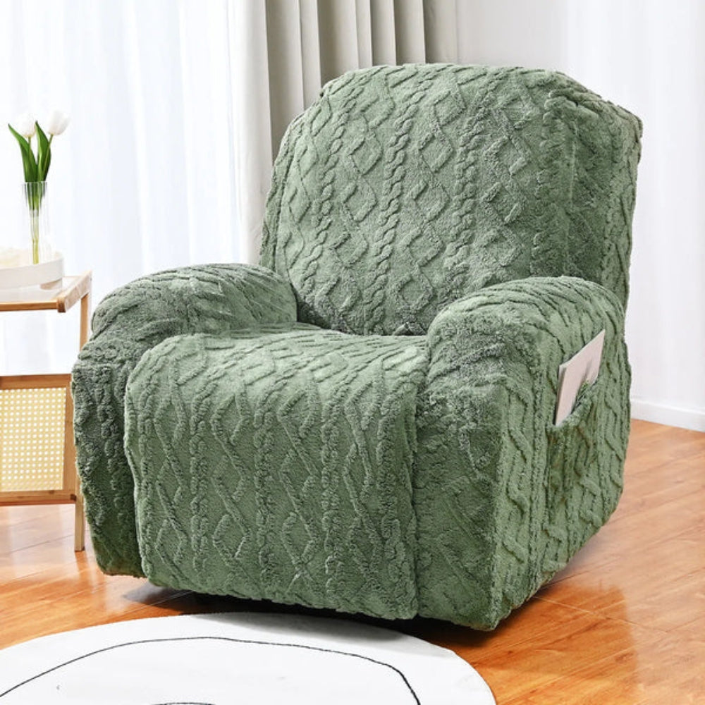 Olvoria | Plush Recliner Sofa Cover with Cable Knit Texture