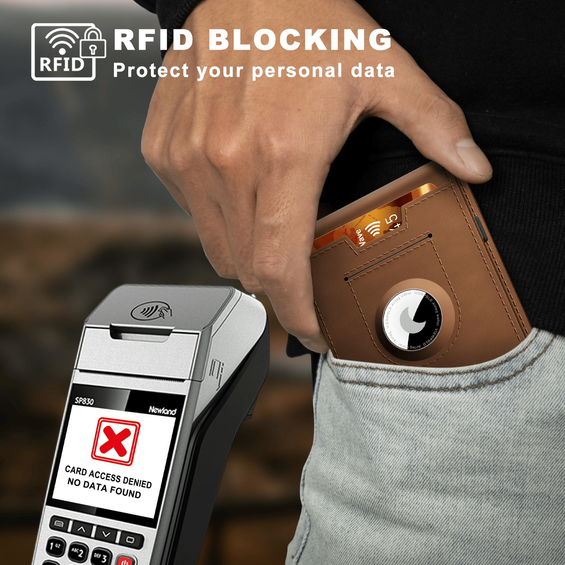 Olvoria | Pop Up Aluminum Bag Money Clip Slim Leather Slots Credit Card Holder RFID Blocking Bifold Minimalist Wallet