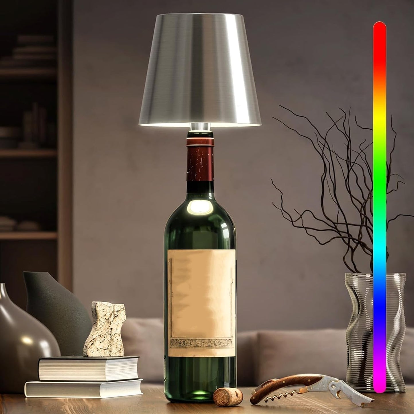 Olvoria | Portable LED Bottle Lamp with Touch Control