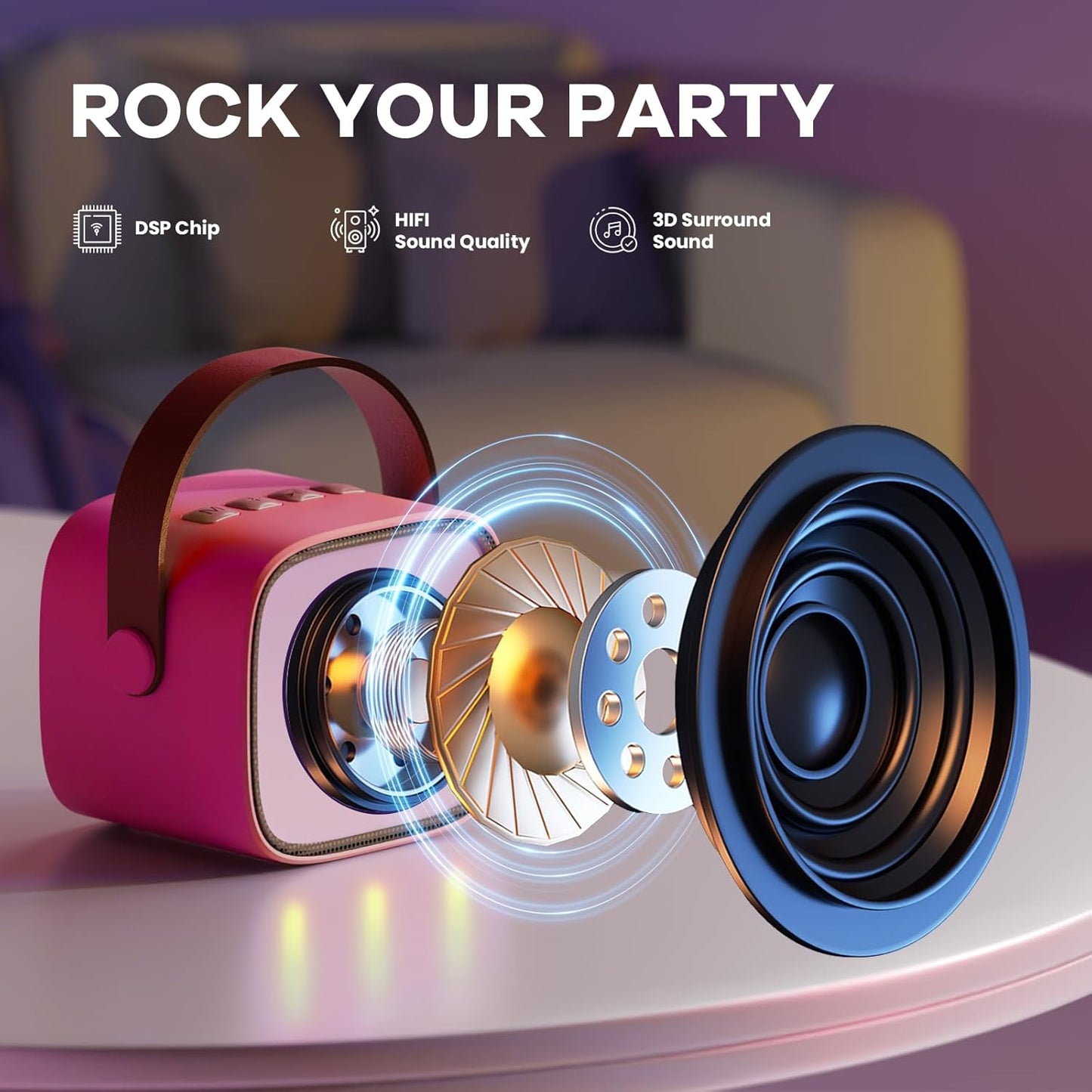 Olvoria | Portable Mini Karaoke Machine with Bluetooth Speaker and 2 Wireless Microphones – Veylo