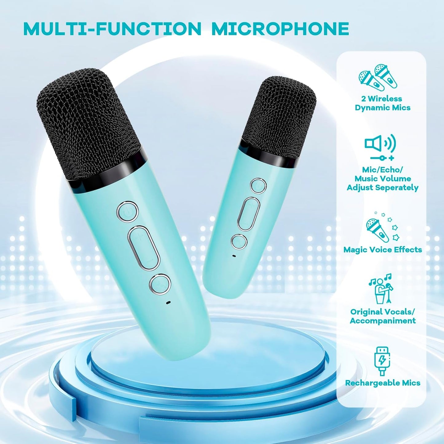 Olvoria | Portable Mini Karaoke Machine with Bluetooth Speaker and 2 Wireless Microphones – Veylo