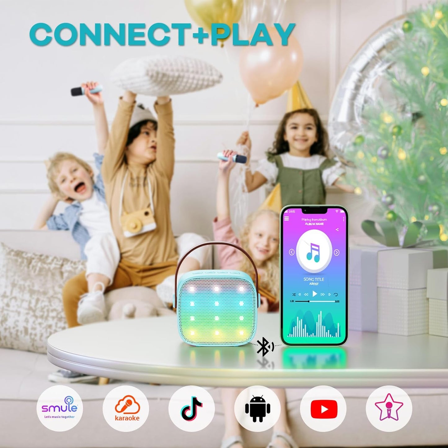 Olvoria | Portable Mini Karaoke Machine with Bluetooth Speaker and 2 Wireless Microphones – Veylo