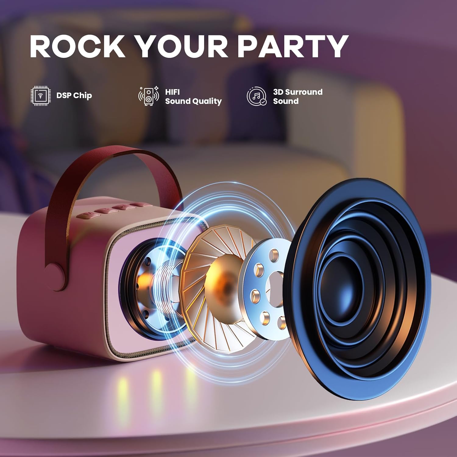Olvoria | Portable Mini Karaoke Machine with Bluetooth Speaker and 2 Wireless Microphones – Veylo