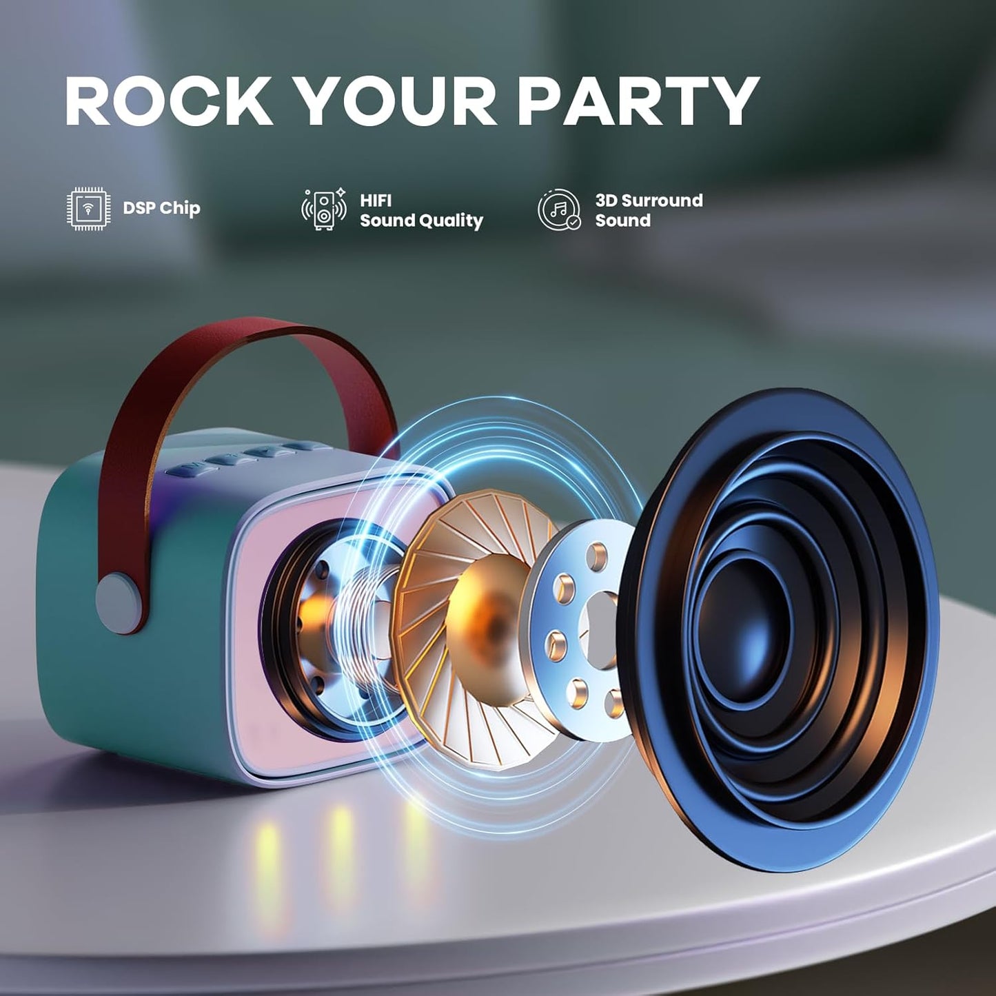 Olvoria | Portable Mini Karaoke Machine with Bluetooth Speaker and 2 Wireless Microphones – Veylo