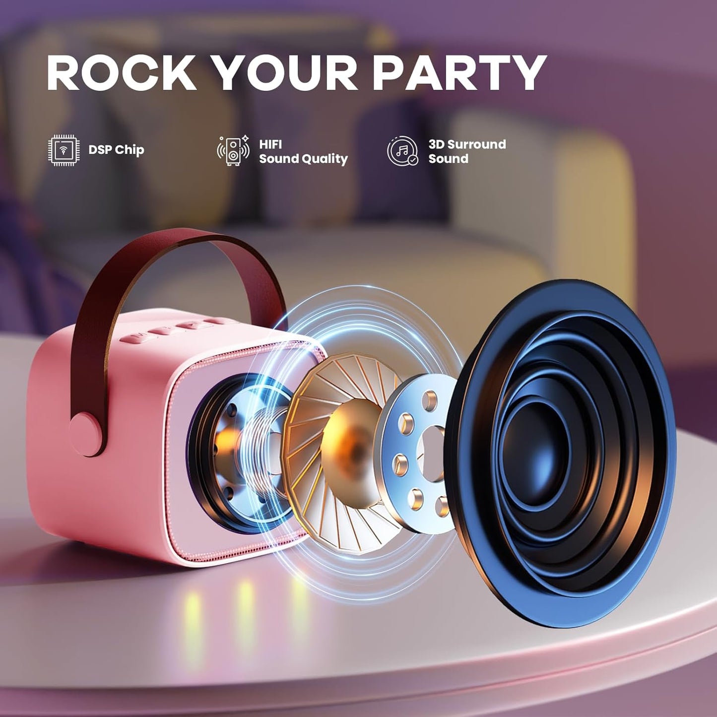 Olvoria | Portable Mini Karaoke Machine with Bluetooth Speaker and 2 Wireless Microphones – Veylo