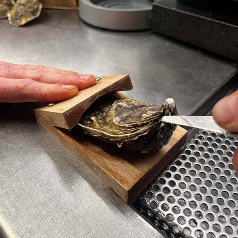 Olvoria | Premium Wood Handle Oyster Shell Opener Clamp