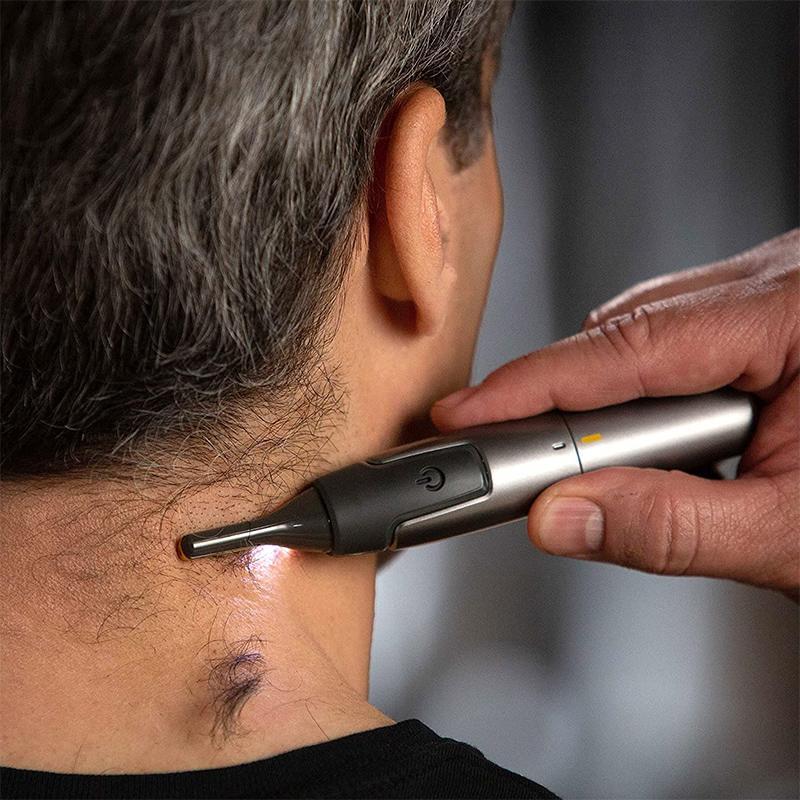 Olvoria | Professional Ultra-Thin Precision Trimmer | Titanium Stainless Steel Blades | Integrated LED Light | Micro-Oscillation Technology | For Nose, Ears & Contours