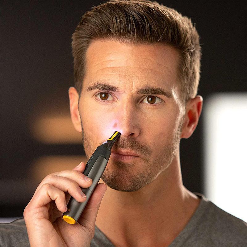 Olvoria | Professional Ultra-Thin Precision Trimmer | Titanium Stainless Steel Blades | Integrated LED Light | Micro-Oscillation Technology | For Nose, Ears & Contours