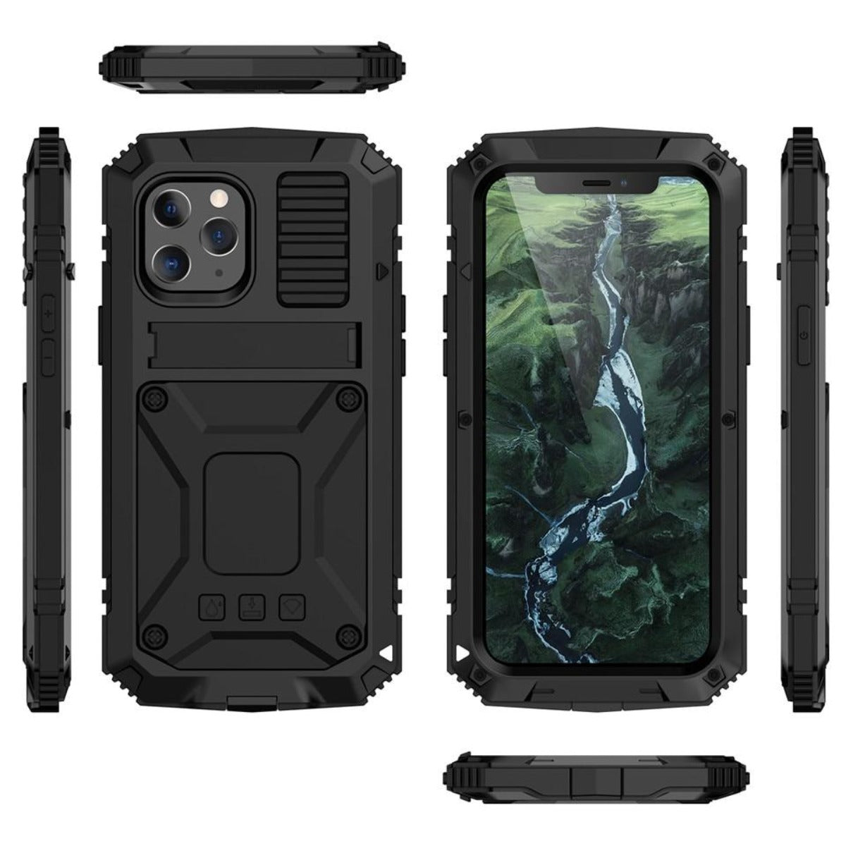 Olvoria | Protective Shockproof Tempered Glass Metal Case for iPhone