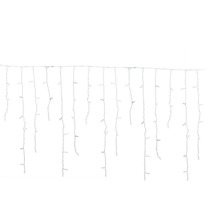 Olvoria | Quntis 50m LED Icicle Light String | IP44 Weatherproof | 36V Low Voltage | 500+ LEDs | Icicle Waterfall Effect | Warm White