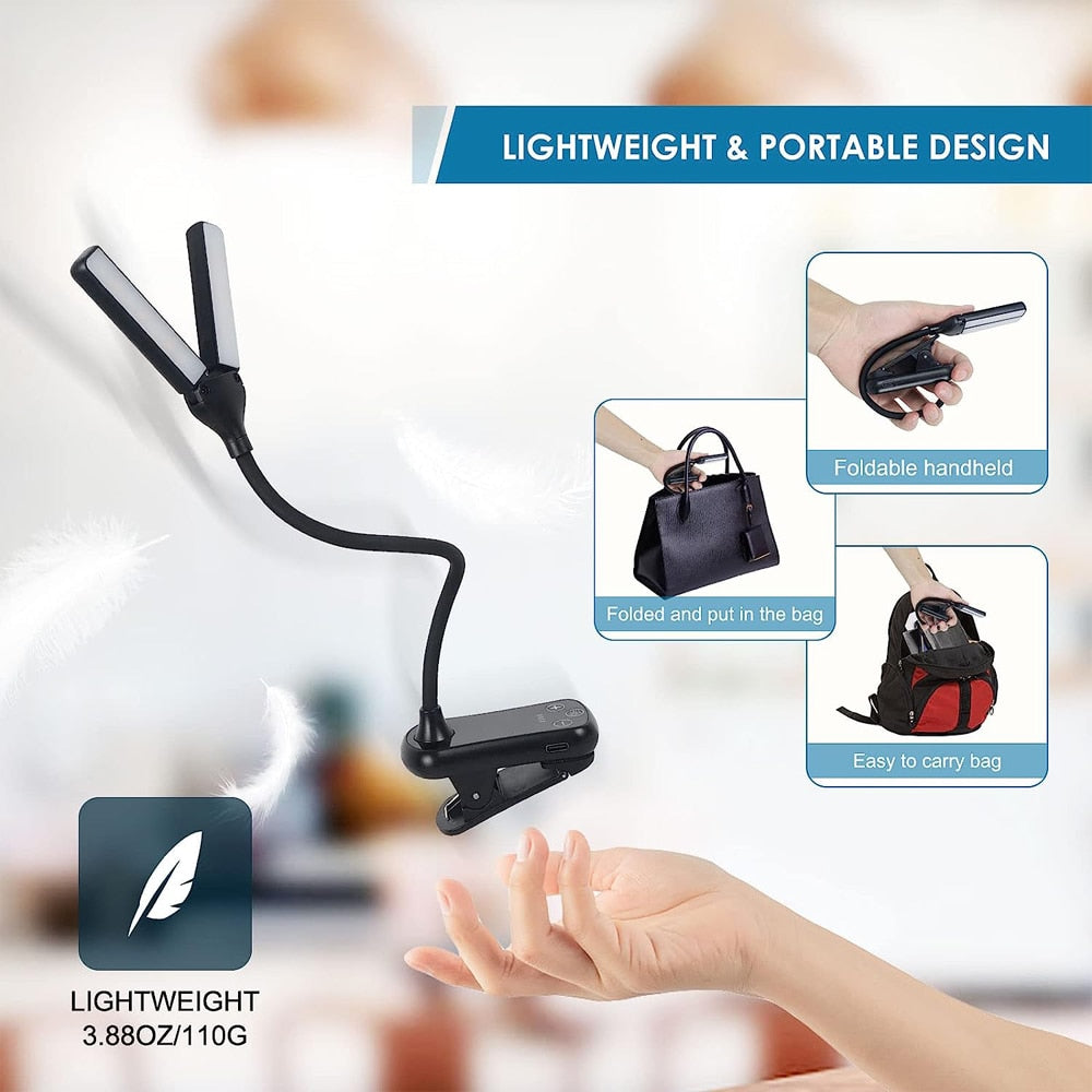 Olvoria | Rechargeable Clip-on Book Light with Dual Lighting