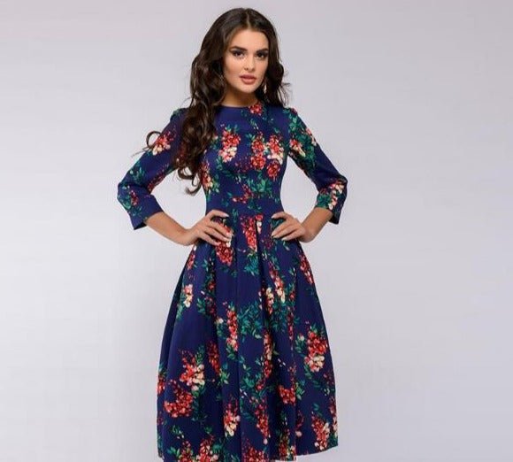 Olvoria - Retrozo Elegant, Mid-Length Dress