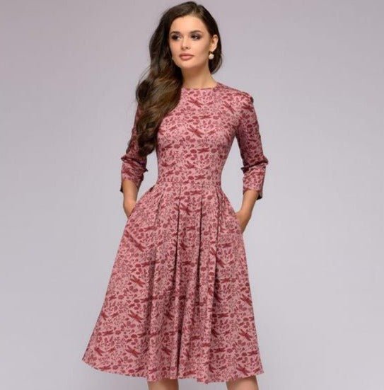 Olvoria - Retrozo Elegant, Mid-Length Dress