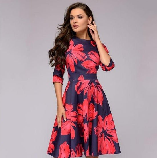 Olvoria - Retrozo Elegant, Mid-Length Dress