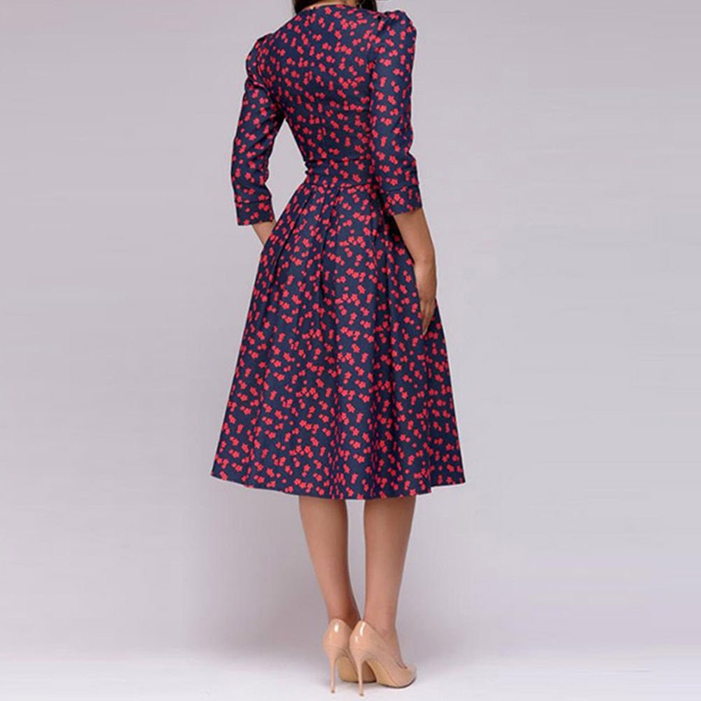 Olvoria - Retrozo Elegant, Mid-Length Dress