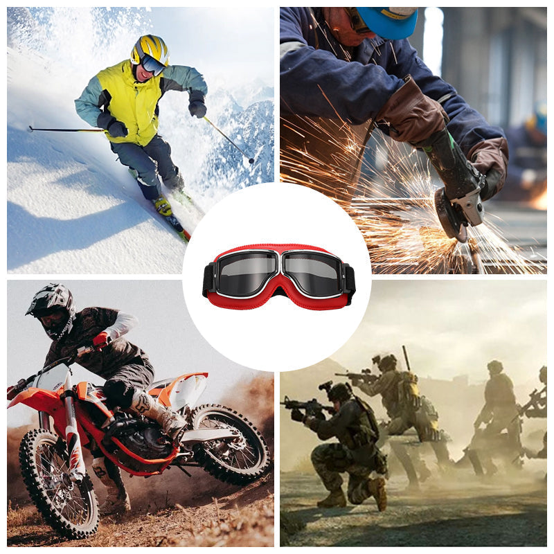 Olvoria | RoadRider | Vintage Motorcycle Goggles with Interchangeable Lenses and Comfort Padding