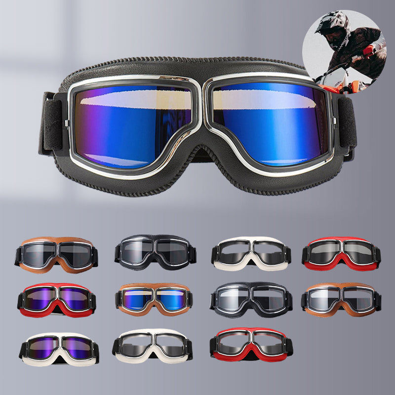 Olvoria | RoadRider | Vintage Motorcycle Goggles with Interchangeable Lenses and Comfort Padding