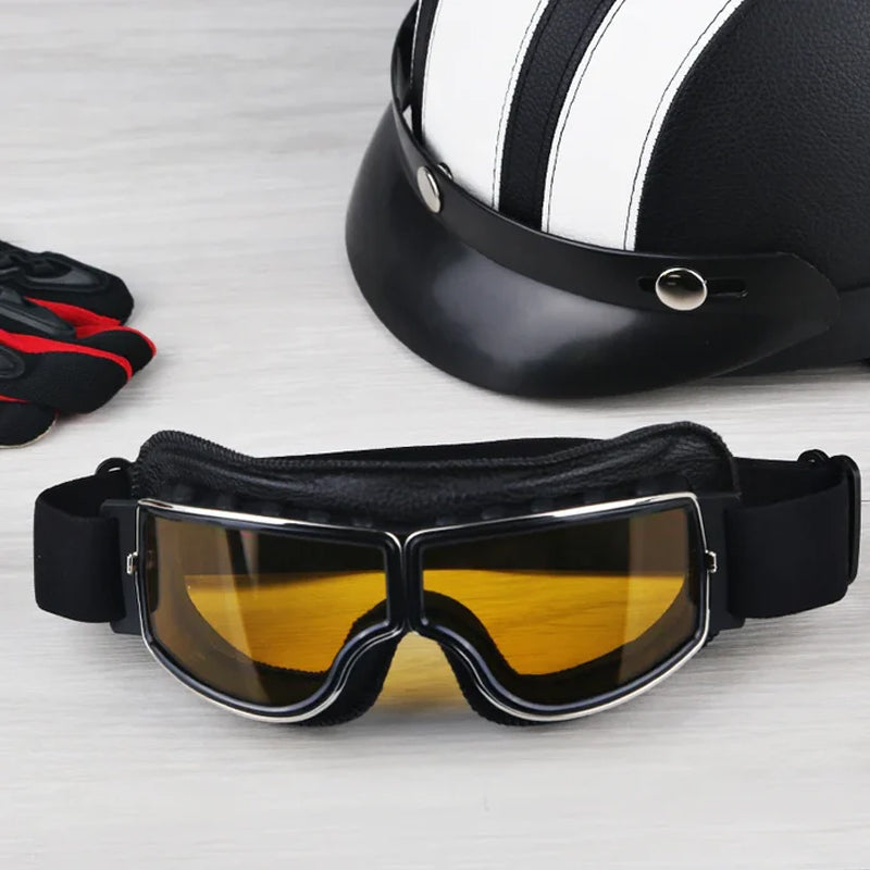 Olvoria | RoadRider | Vintage Motorcycle Goggles with Interchangeable Lenses and Comfort Padding