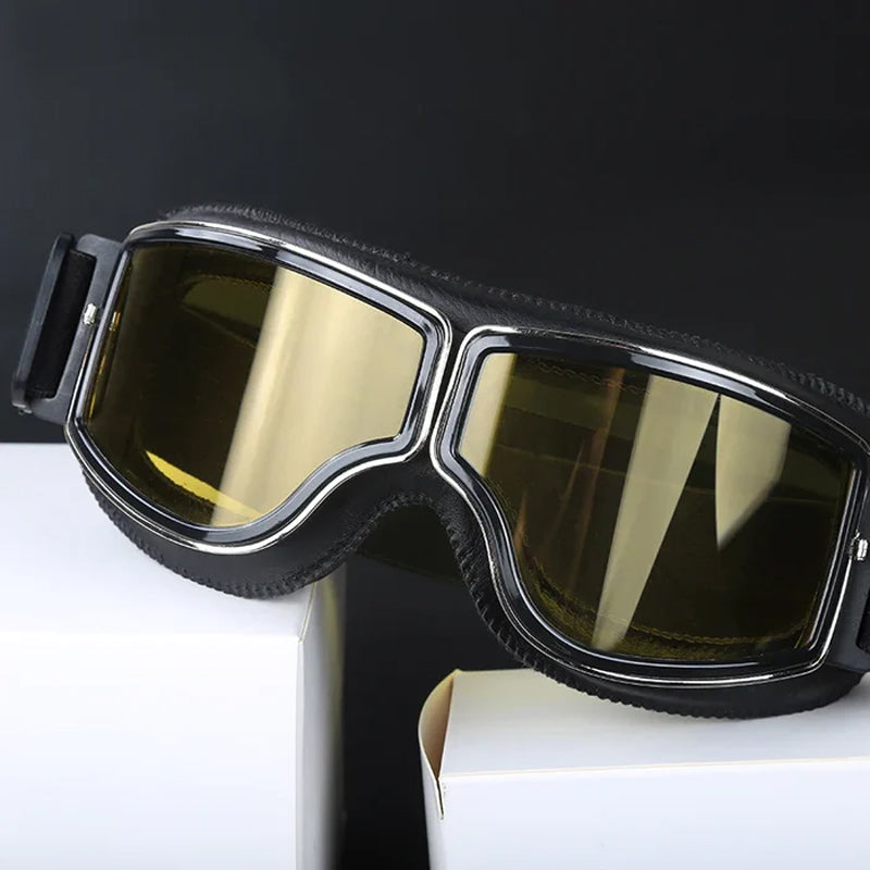 Olvoria | RoadRider | Vintage Motorcycle Goggles with Interchangeable Lenses and Comfort Padding
