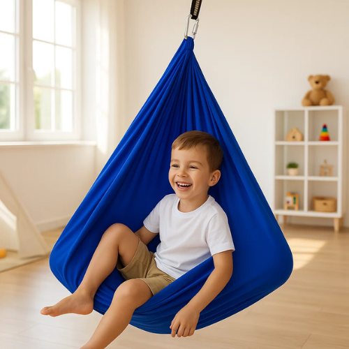 Olvoria | RustNest Cotton Therapy Sling | Soothing Deep Pressure | Black, 100×280 cm