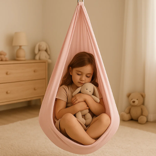 Olvoria | RustNest Cotton Therapy Sling | Soothing Deep Pressure | Black, 100×280 cm