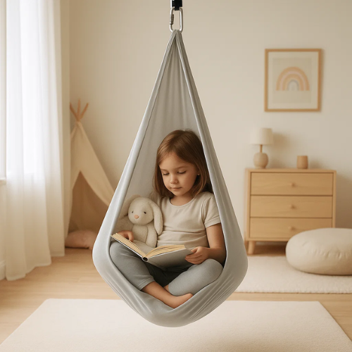 Olvoria | RustNest Cotton Therapy Sling | Soothing Deep Pressure | Black, 100×280 cm