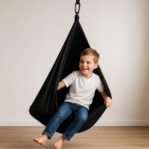 Olvoria | RustNest Cotton Therapy Sling | Soothing Deep Pressure | Black, 100×280 cm