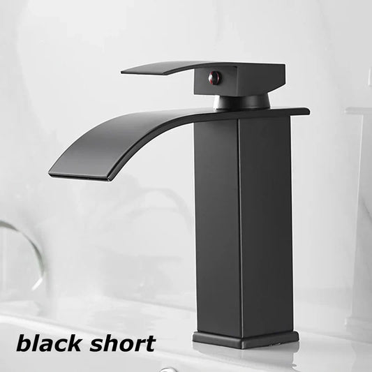 Olvoria Sink Mixer Aqualis Noir | Stainless Steel | Hot & Cold Water | For Bathroom & Guest Toilet